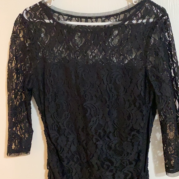 Black Lace Overlay Cocktail dress - Picture 2 of 4